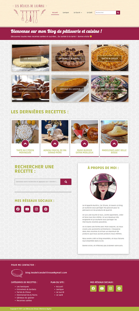 Appercu de la page d'accueil du blog Les Délices de Lilirose